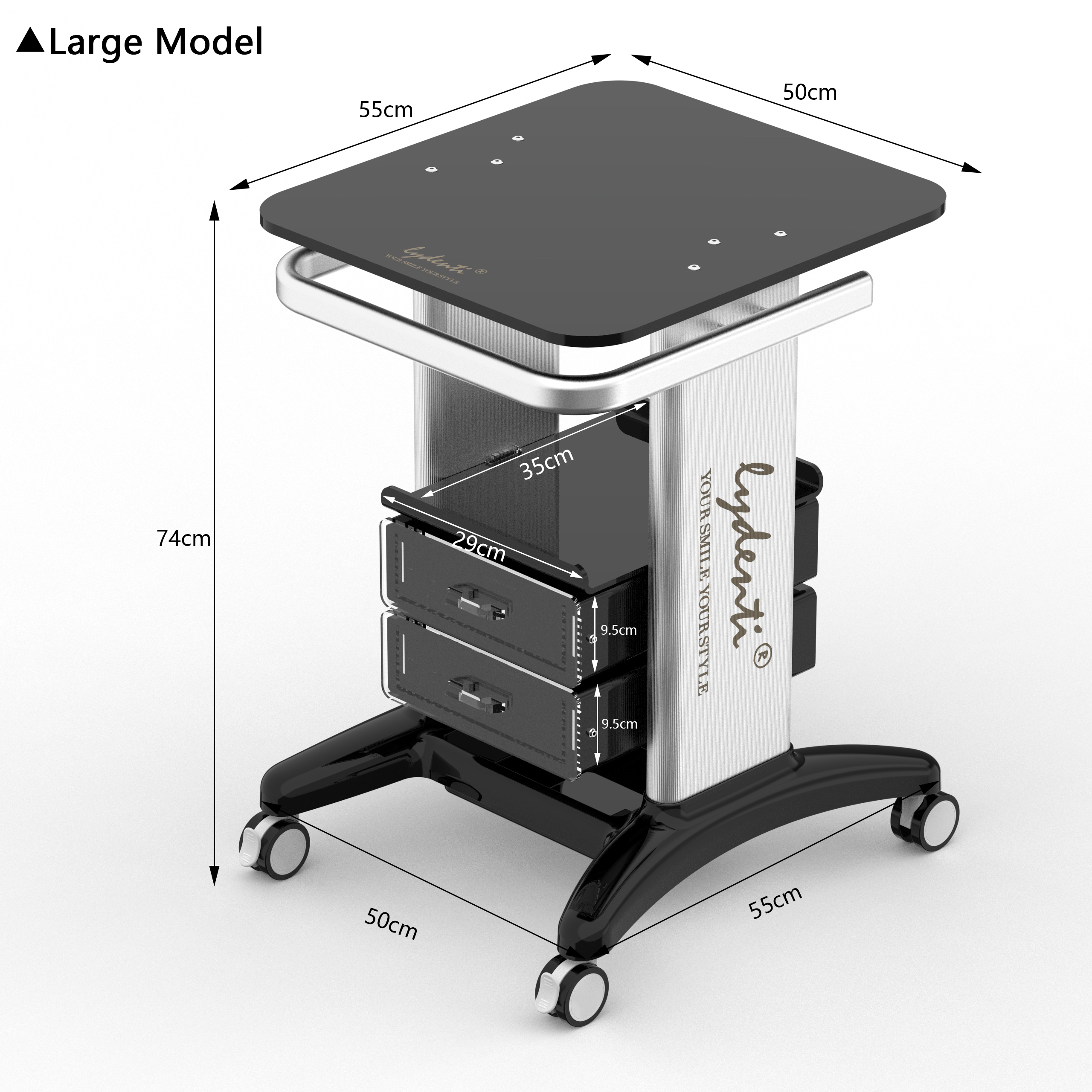 Dental Cart Medizinischer Wagen Kosmetikwagen XL schwarz